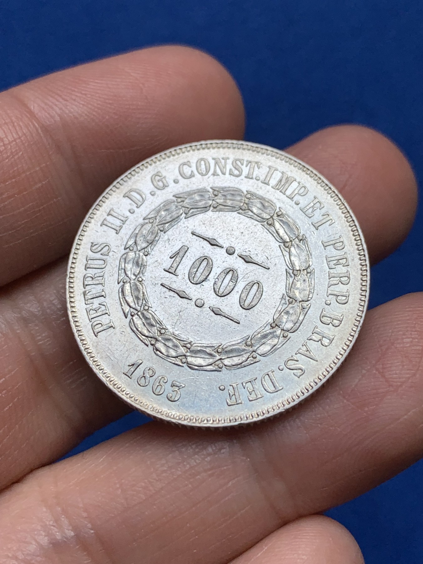 《竞宝斋》第251场-周日，周一2场连拍 (全场包邮) 巴西1863年1000瑞斯银币