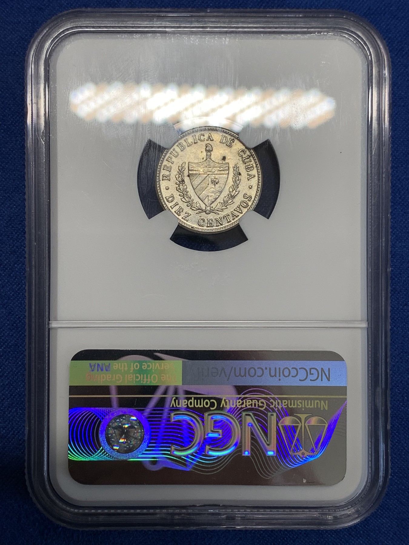 《竞宝斋》第251场-周日，周一2场连拍 (全场包邮) NGC MS62 古巴 1949年 五星 10分银币