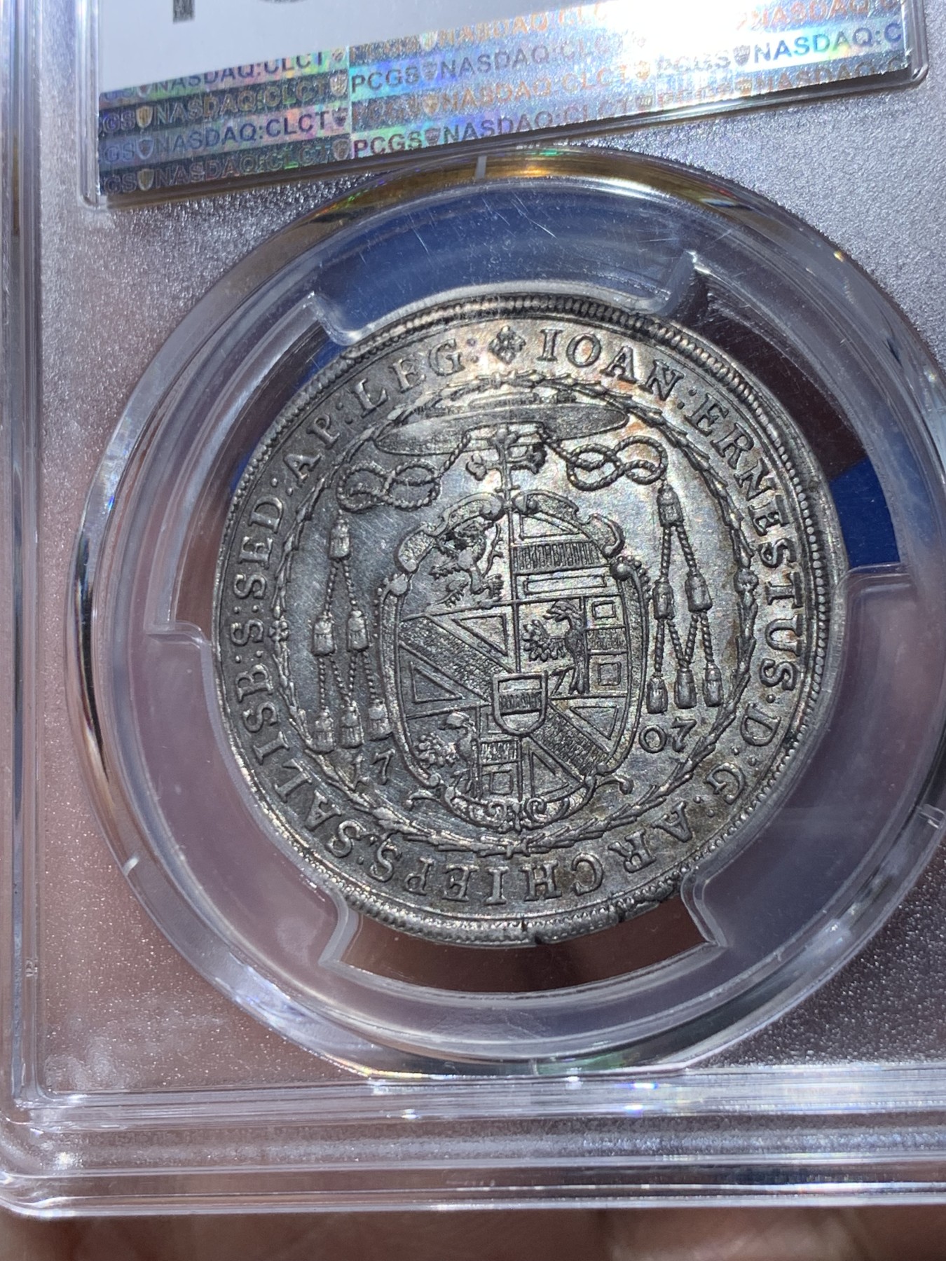 《竞宝斋》第251场-周日，周一2场连拍 (全场包邮) PCGS MS62 1707萨尔茨堡1/2泰勒 300年的岁月保存这么好难得