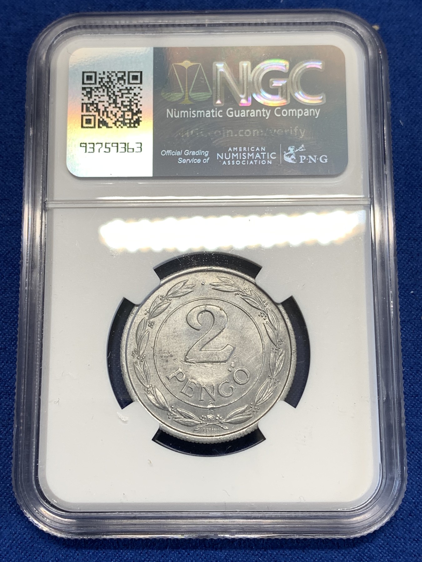 《竞宝斋》第252场-周日，周一2场连拍 (全场包邮) NGC UNCD 1943BP匈牙利2彭戈铝币