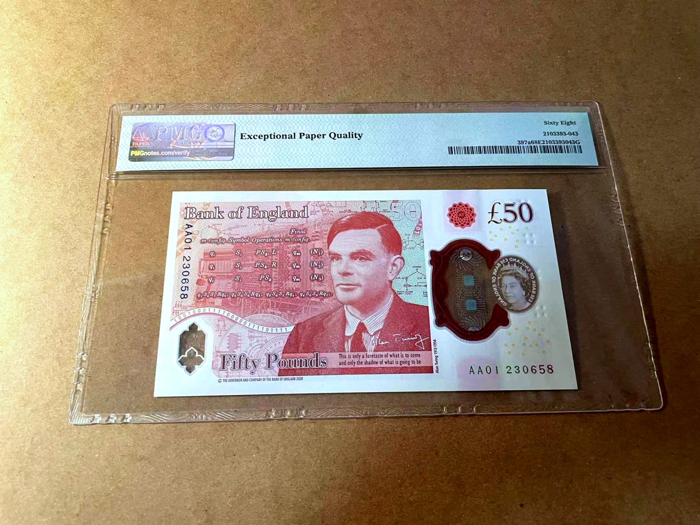 【Blue Auction】✨世界纸币精拍第450期——英伦三岛专场 【p397aAA01无47】英格兰2021年50镑 PMG68EPQ 超高分