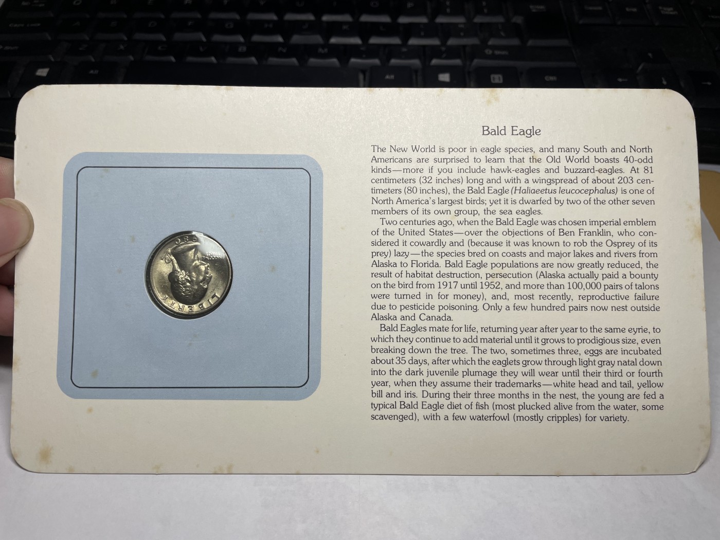 2024年集古藏今外币拍卖第三期-第1场—硬币上的鸟类专场（总第21拍） 1980年美国25美分—白头海雕