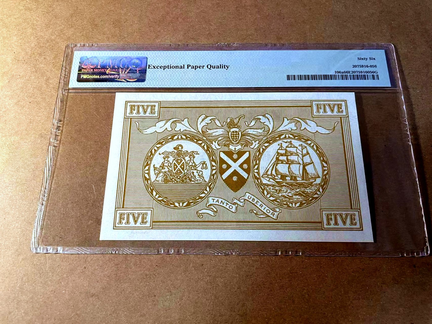 【Blue Auction】✨世界纸币精拍第450期——英伦三岛专场 【p106a】苏格兰 1961-65年5镑 PMG66EPQ  