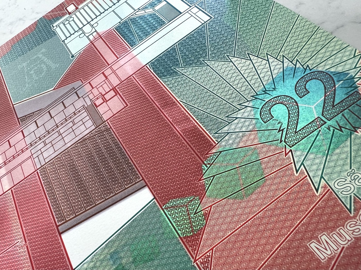 2025第27场（总第227期）：精品连体纪念券专场 瑞士SICPA 2022年“圣保罗艺术博物馆”超大尺寸单面深凹雕刻版新年贺卡册装UNC