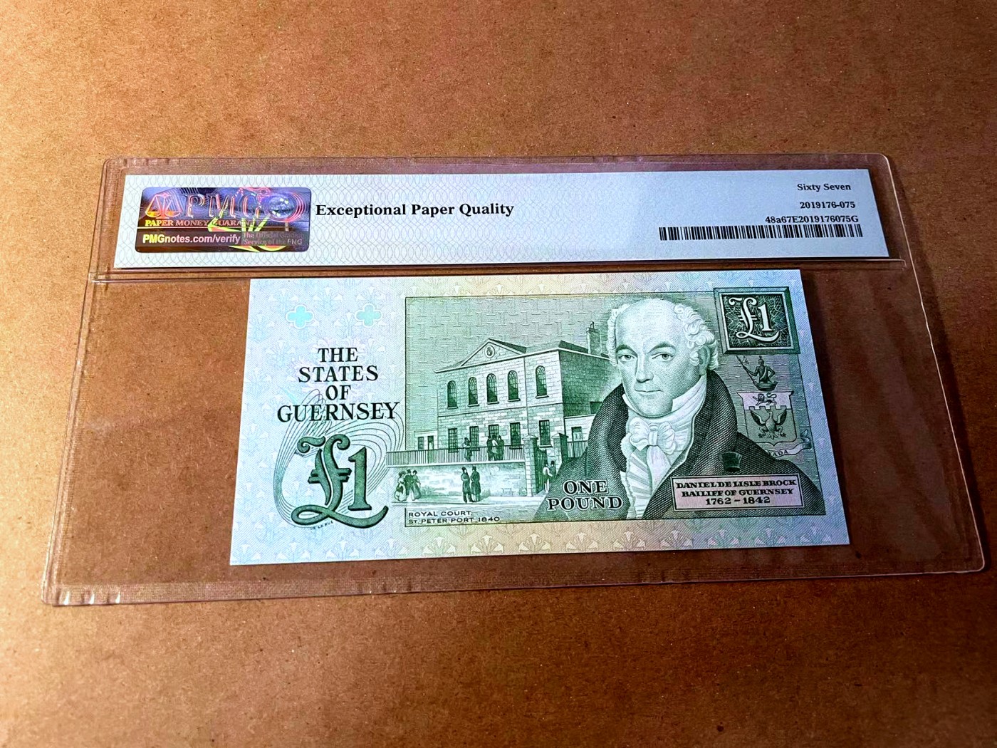 【Blue Auction】✨世界纸币精拍第450期——英伦三岛专场 【p48a】根西 1980-89年1镑  PMG67EPQ 高分