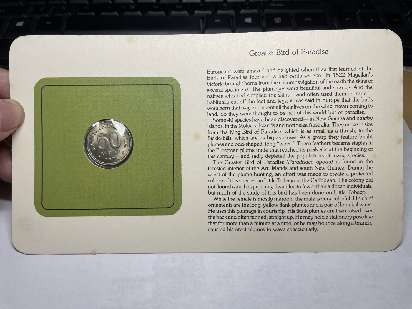 2024年集古藏今外币拍卖第三期-第1场—硬币上的鸟类专场（总第21拍） 1971年印度尼西亚50分—大天堂鸟