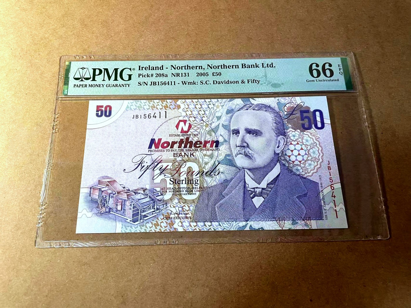 【Blue Auction】✨世界纸币精拍第450期——英伦三岛专场 【p208a】北爱尔兰 2005年50镑 PMG66EPQ  