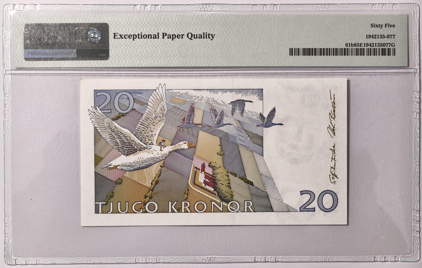 紫瑗钱币——第361期拍卖——纸币场 【PMG 65EPQ】瑞典 1994-95年 骑鹅旅行记 20克朗 (P-61b）