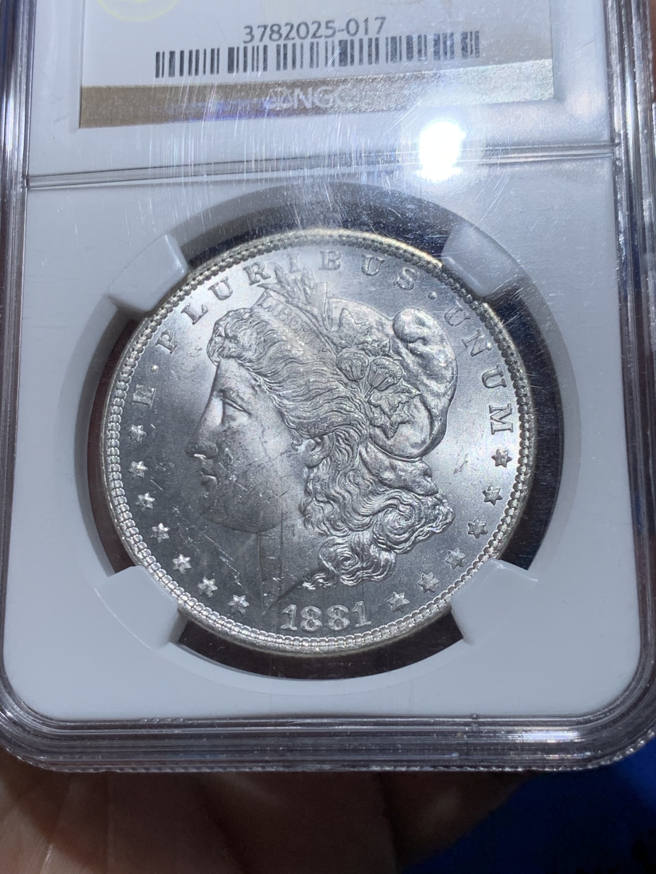 《竞宝斋》第252场-周日，周一2场连拍 (全场包邮) NGC MS63 美国1881摩根1美元银币