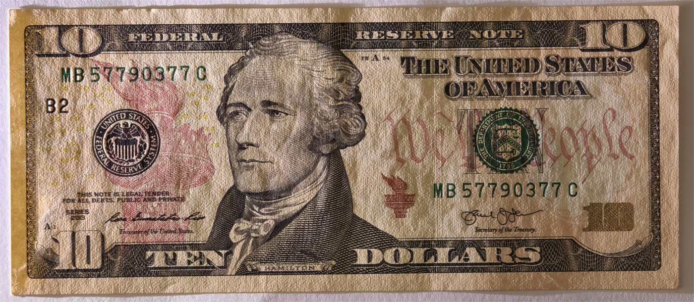 紫瑗钱币——第333期拍卖——纸币场 【双尾7】美国 2013年 B版 无序列 亚历山大·汉密尔顿 10美元 彩色版 UNC