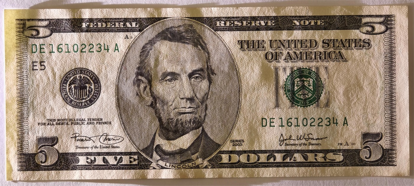 紫瑗钱币——第333期拍卖——纸币场 美国 2003年 E版 无序列 亚伯拉罕·林肯 5美元 大头版 UNC