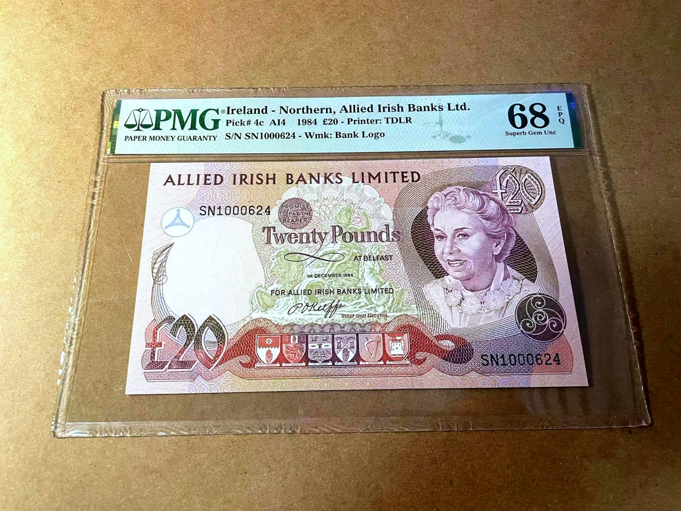 【Blue Auction】✨世界纸币精拍第450期——英伦三岛专场 【p4c】北爱尔兰 1984年20镑 PMG68EPQ 超高分