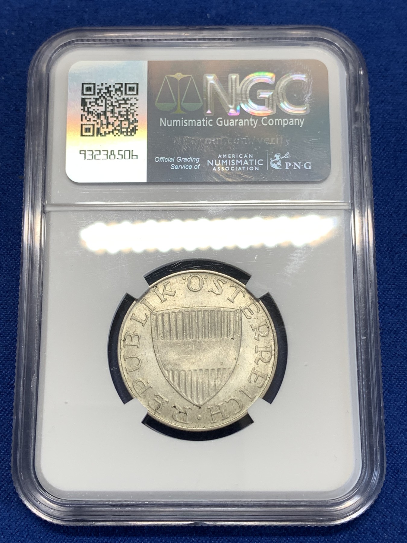 《竞宝斋》第252场-周日，周一2场连拍 (全场包邮) NGC MS64 奥地利1957年10先令银币