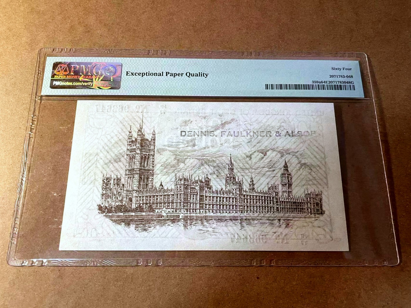 【Blue Auction】✨世界纸币精拍第450期——英伦三岛专场  【p359a】英格兰1922-23年1镑 PMG64EPQ 乔治五世 经典圣乔治屠龙和威斯敏斯特设计