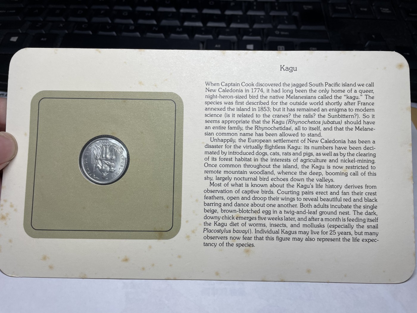 2024年集古藏今外币拍卖第三期-第1场—硬币上的鸟类专场（总第21拍） 1977年法属新喀里多尼亚1法郎—鹭鹤