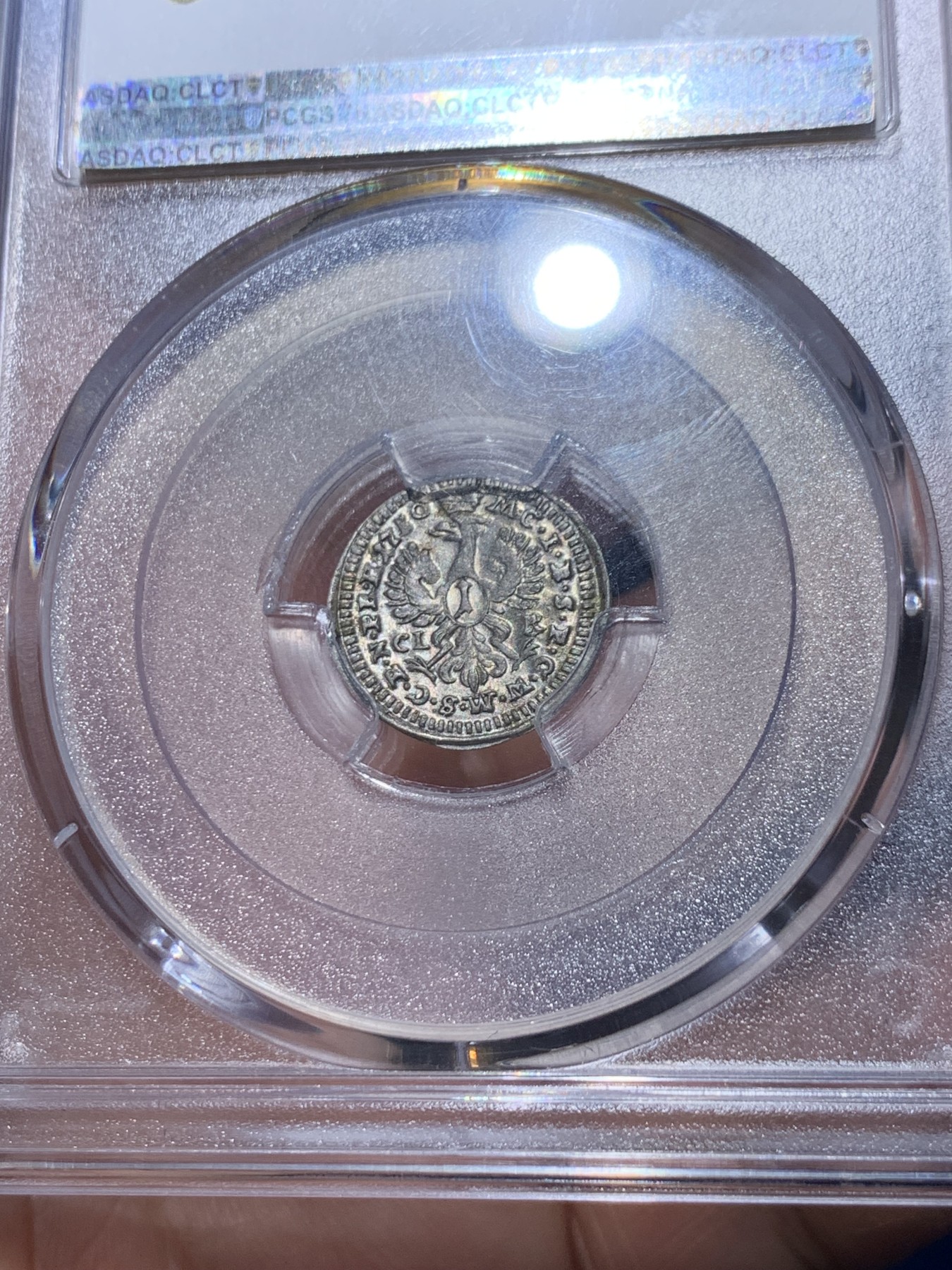《竞宝斋》第252场-周日，周一2场连拍 (全场包邮) 季军分 PCGS MS62 德国勃兰登堡-拜罗伊特1750年1克鲁泽 银币 深打极美品  状态一流  高分仅2枚