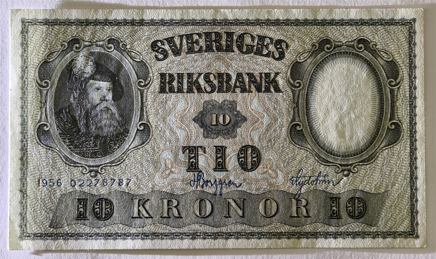 紫瑗钱币——第333期拍卖——纸币场 瑞典 1956年 古斯塔夫六世 10克朗 UNC