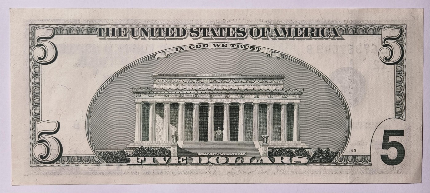 紫瑗钱币——第333期拍卖——纸币场 美国 2003年 L版 A序列 亚伯拉罕·林肯 5美元 大头版 UNC