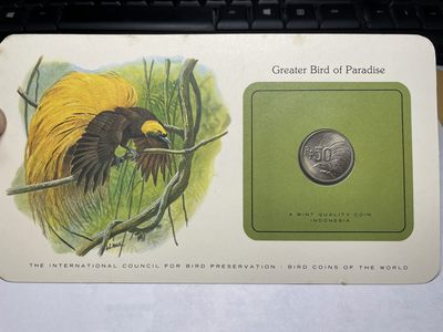 2024年集古藏今外币拍卖第三期-第1场—硬币上的鸟类专场（总第21拍） - 1971年印度尼西亚50分—大天堂鸟