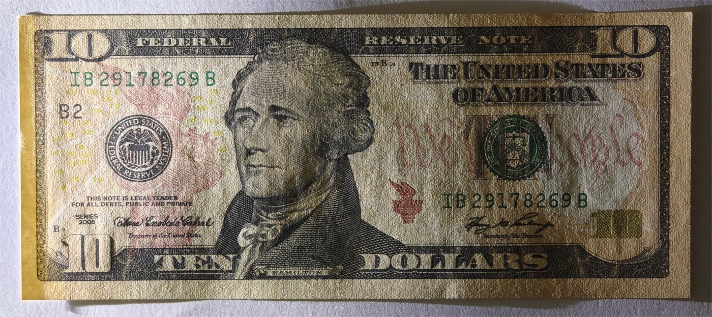 紫瑗钱币——第333期拍卖——纸币场 美国 2006年 B版 无序列 亚历山大·汉密尔顿 10美元 彩色版 UNC