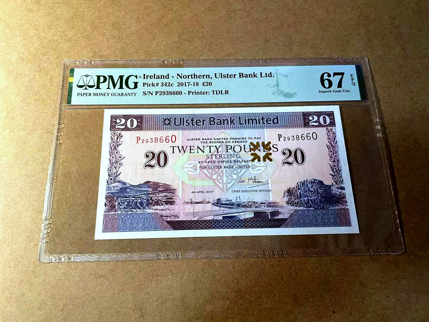 【Blue Auction】✨世界纸币精拍第450期——英伦三岛专场 【p342c 无47】北爱尔兰 2017-18年20镑 PMG67EPQ高分