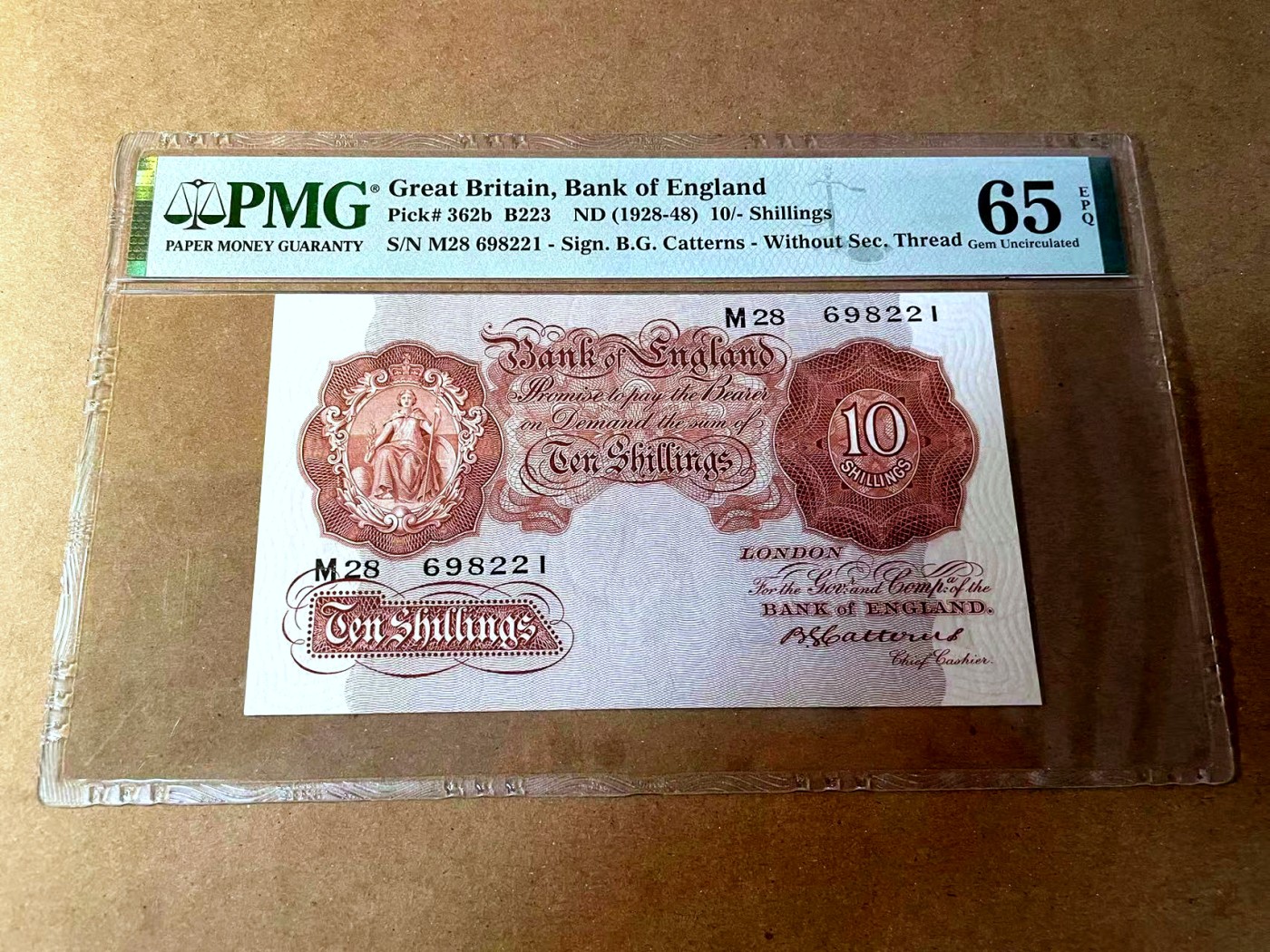 【Blue Auction】✨世界纸币精拍第450期——英伦三岛专场  【p362b 无47】英格兰1928-48年10先令 PMG65EPQ 