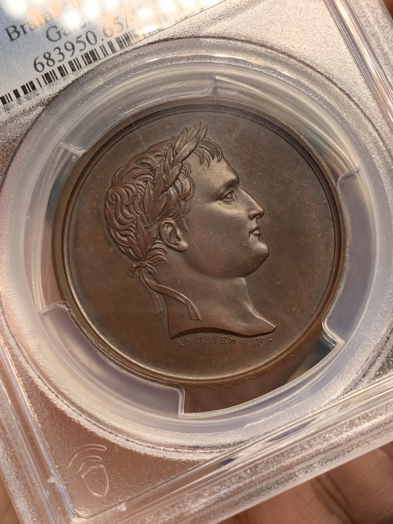 《竞宝斋》第252场-周日，周一2场连拍 (全场包邮) PCGS SP65 法国1804年拿破仑卢浮宫灵魂所在阿波罗厅原铸铜章   拿破仑对外扩张战争为卢浮宫积累了全欧最好艺术品馆藏  对拿破仑来说，每一幅天才作品都必须属于法国