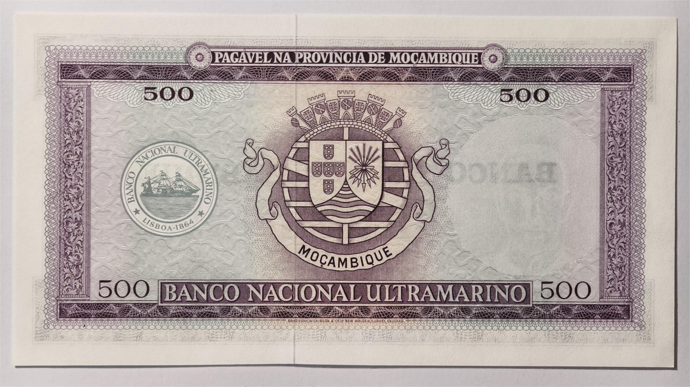 紫瑗钱币——第347期拍卖——纸币场 葡属莫桑比克 1967年 500埃斯库多 加盖 UNC