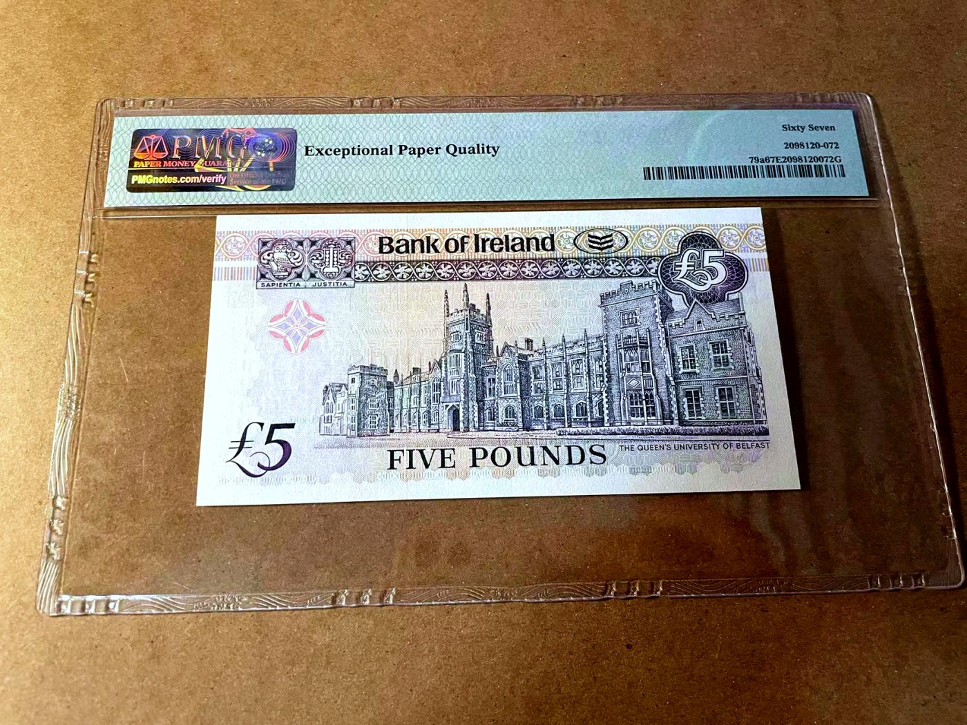 【Blue Auction】✨世界纸币精拍第450期——英伦三岛专场 【p79a】北爱尔兰 2003年5镑 PMG67EPQ高分