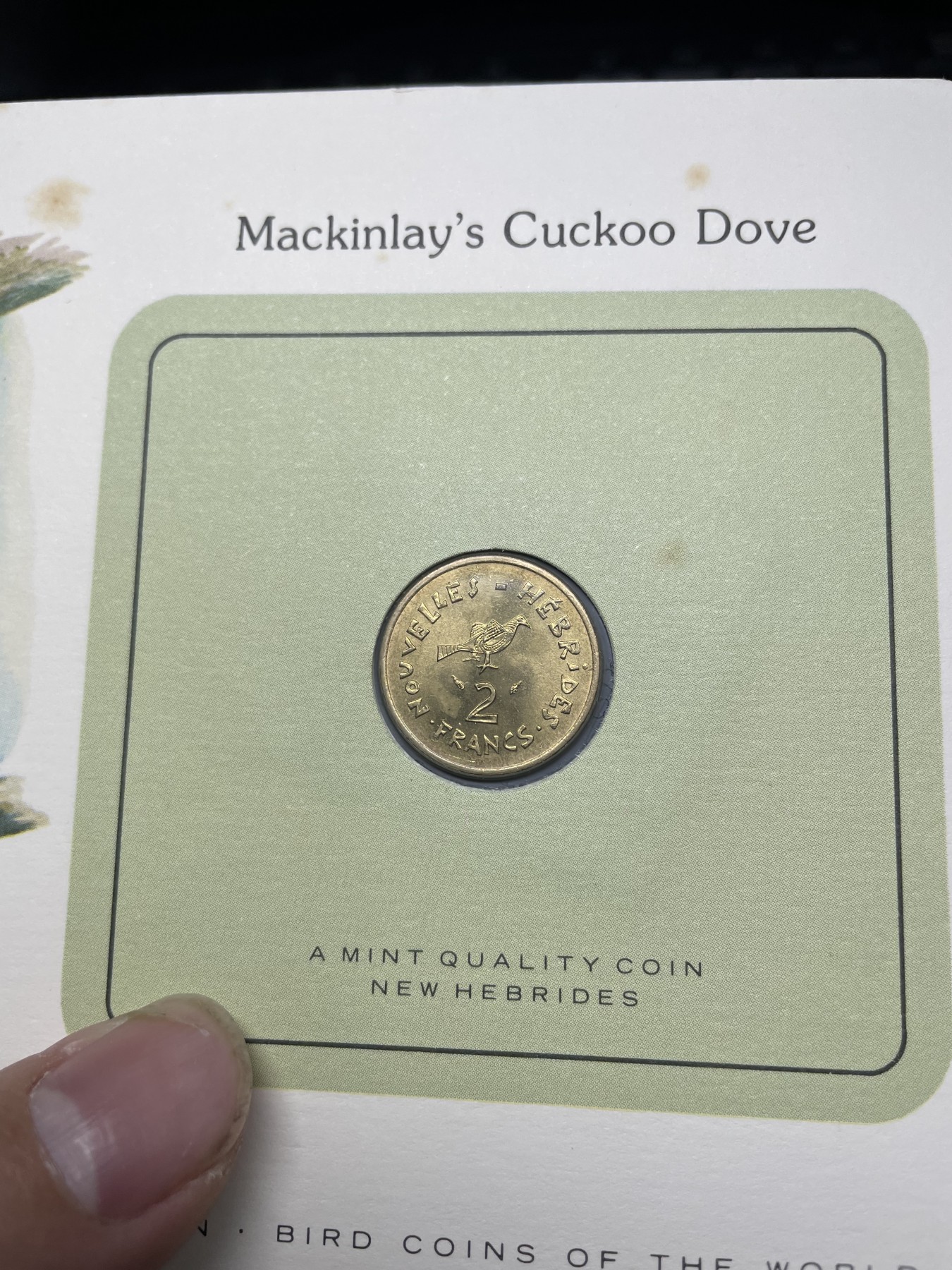 2024年集古藏今外币拍卖第三期-第1场—硬币上的鸟类专场（总第21拍） 1978年法属新赫布里底2法郎—粽鹃鸠