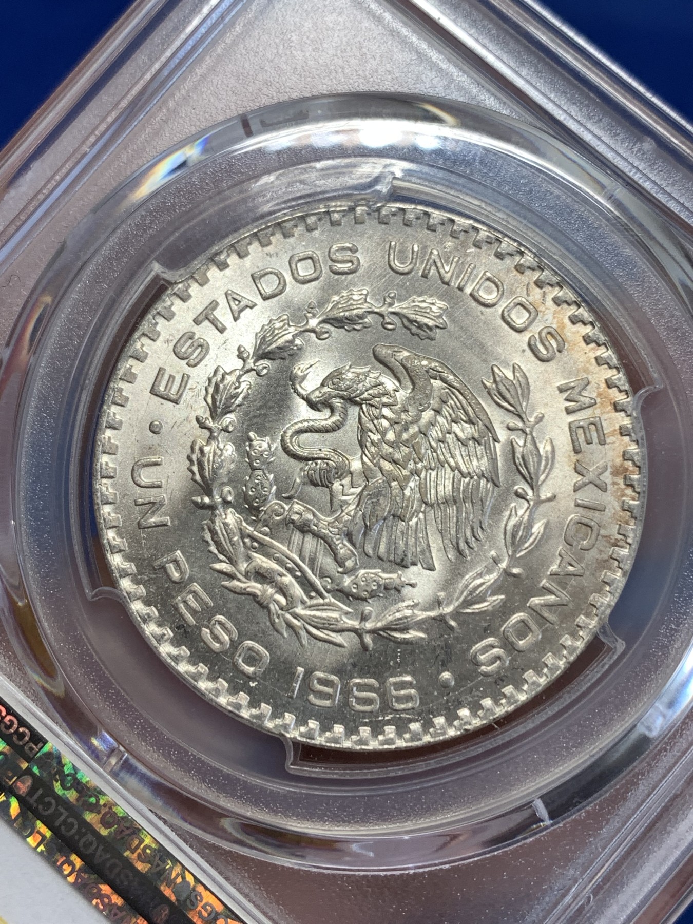 《竞宝斋》第252场-周日，周一2场连拍 (全场包邮) PCGS MS66 墨西哥 莫雷洛斯 1比索银币