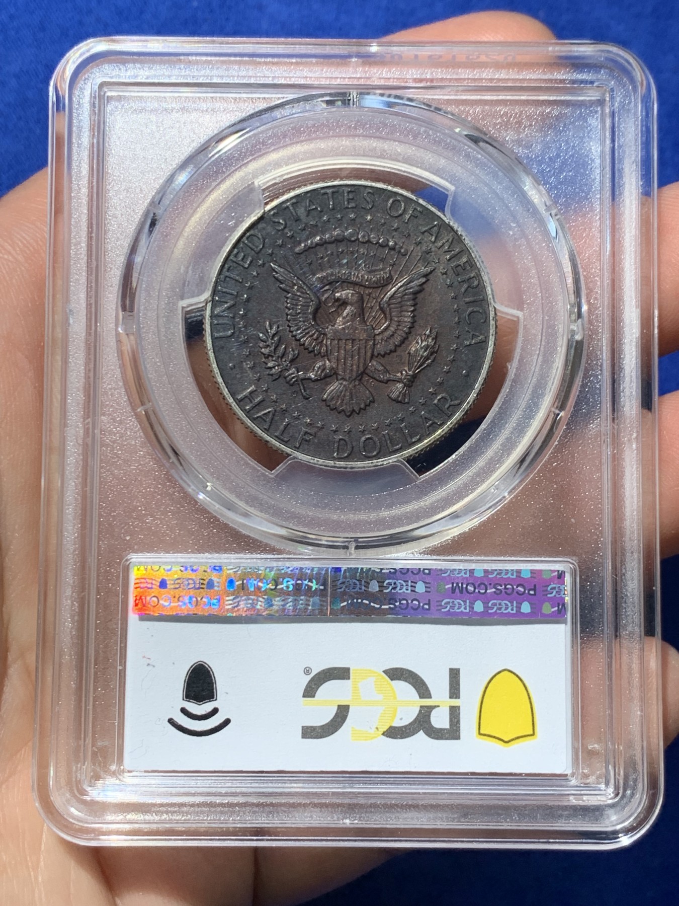 《竞宝斋》第252场-周日，周一2场连拍 (全场包邮) PCGS MS63 美国1964年50美分银币，肯尼迪首年份高银币，双面重彩黑包浆，给分不易