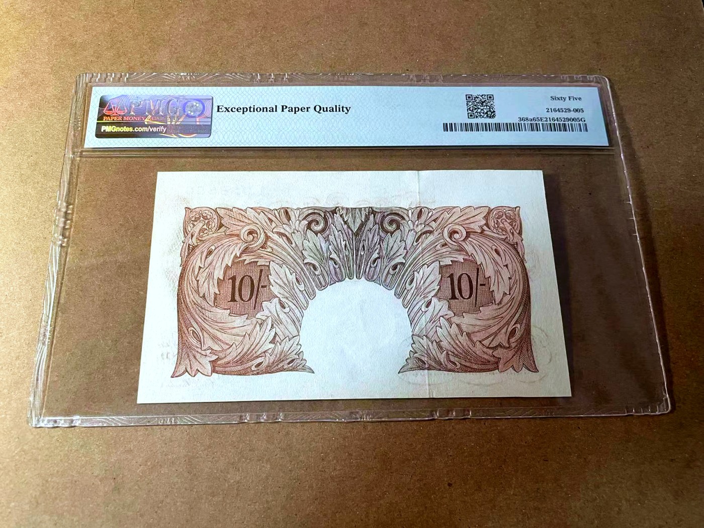 【Blue Auction】✨世界纸币精拍第450期——英伦三岛专场 【p368b】英格兰1949-55年10先令 PMG66EPQ  