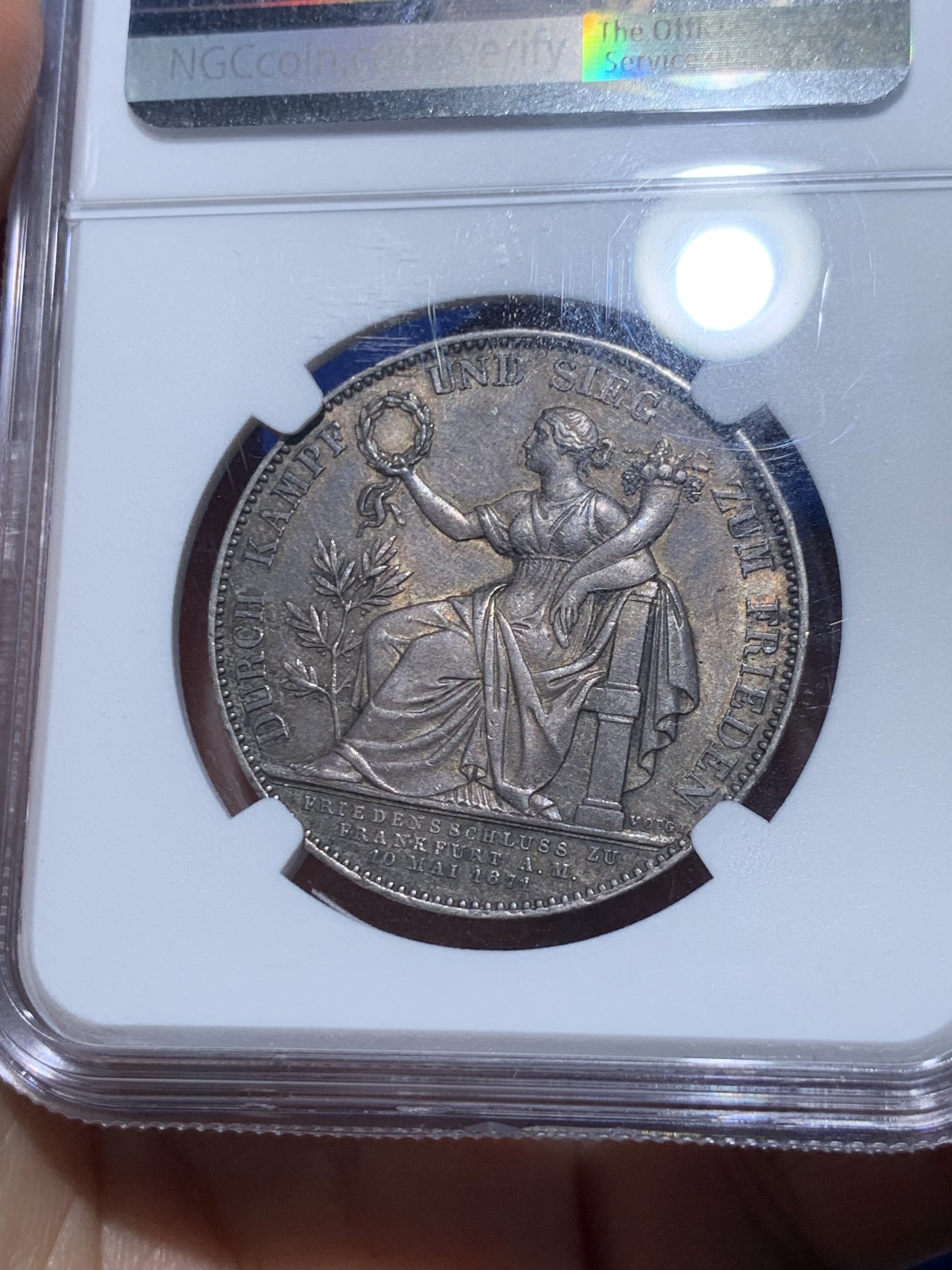 《竞宝斋》第252场-周日，周一2场连拍 (全场包邮) NGC AU58 德国1871巴伐利亚 胜利泰勒银币