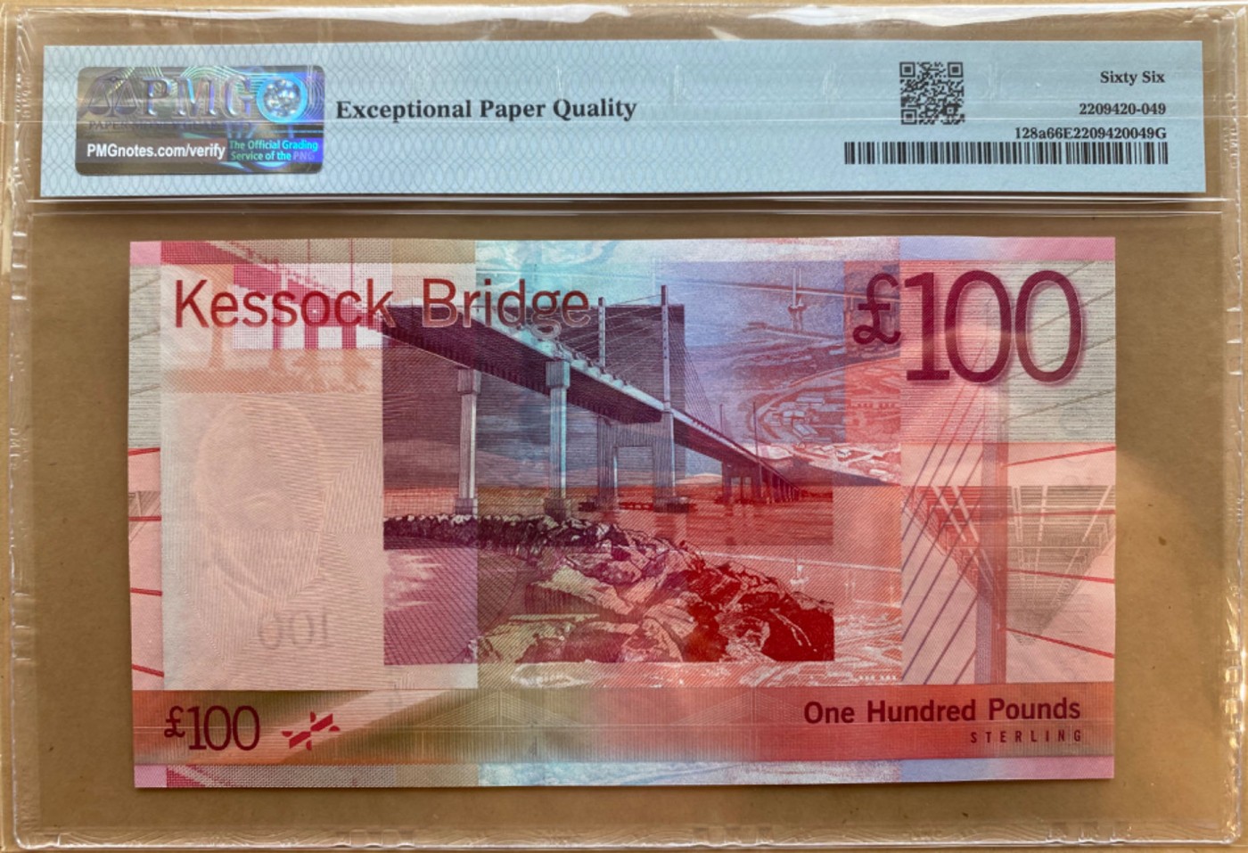【Blue Auction】✨世界纸币精拍第450期——英伦三岛专场 【p128a AA冠全同4少见】苏格兰 2007年100镑 PMG66EPQ 