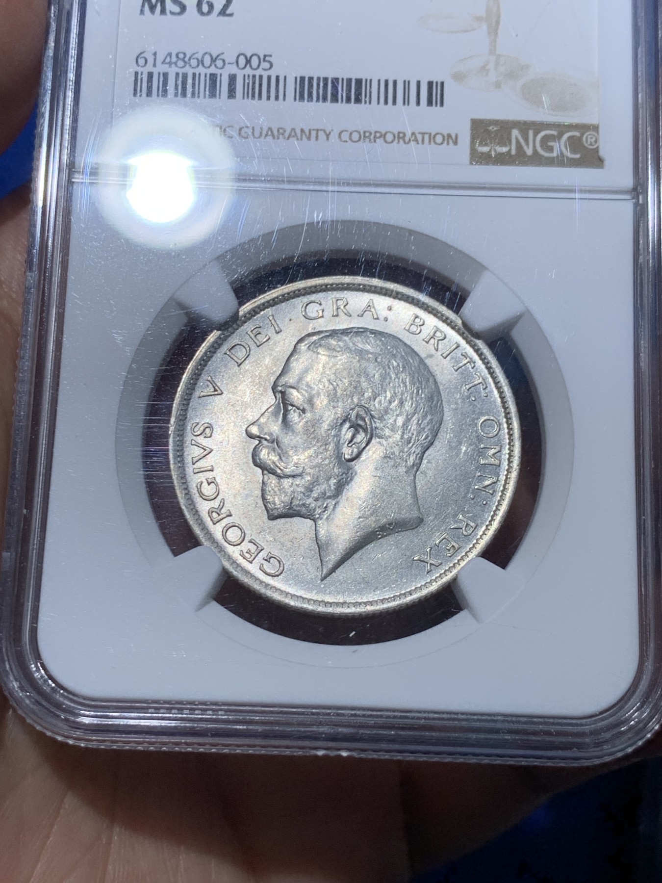 《竞宝斋》第252场-周日，周一2场连拍 (全场包邮) NGC MS62 英国 1916年 乔治五世 半克朗 银币