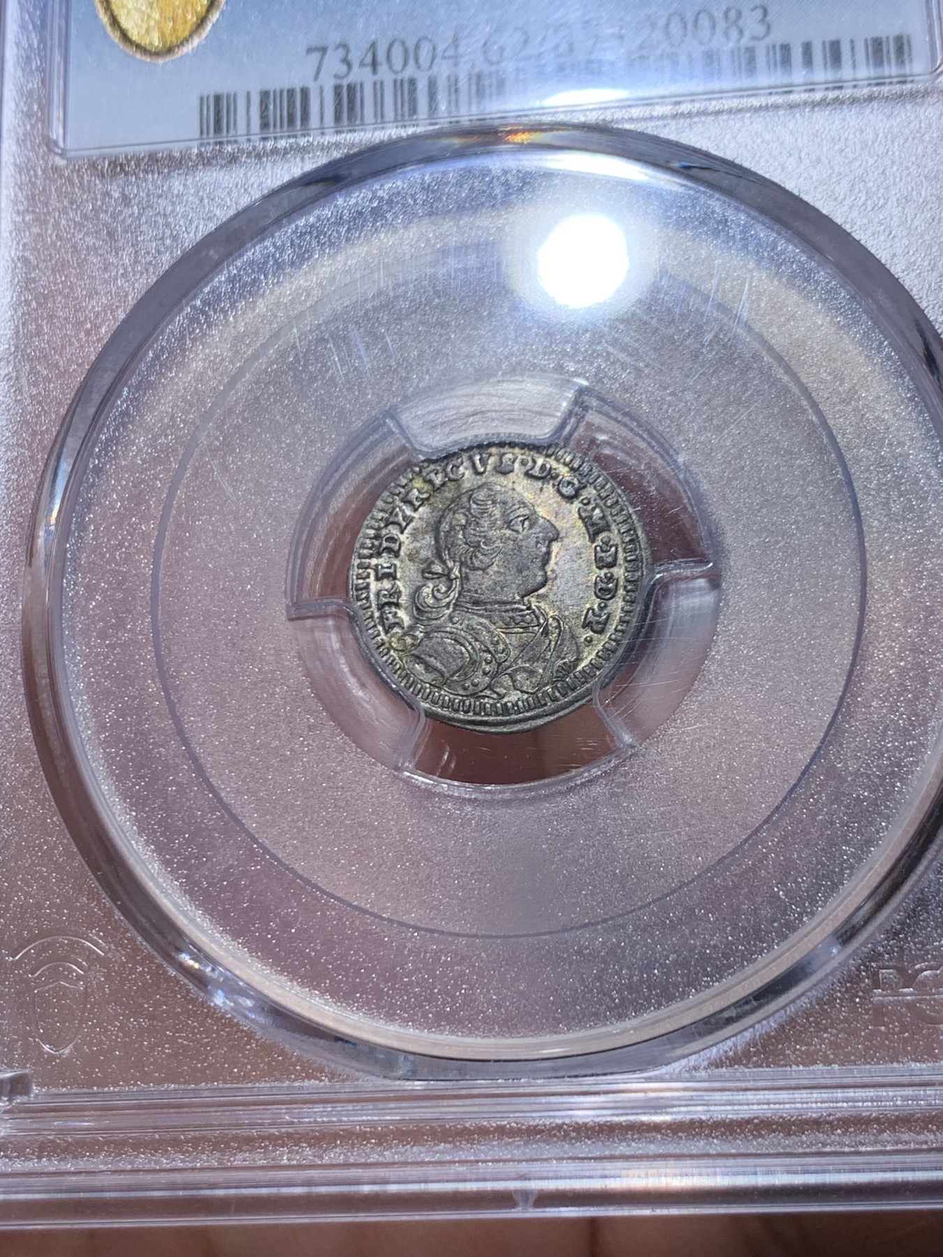 《竞宝斋》第252场-周日，周一2场连拍 (全场包邮) 季军分 PCGS MS62 德国勃兰登堡-拜罗伊特1750年1克鲁泽 银币 深打极美品  状态一流  高分仅2枚