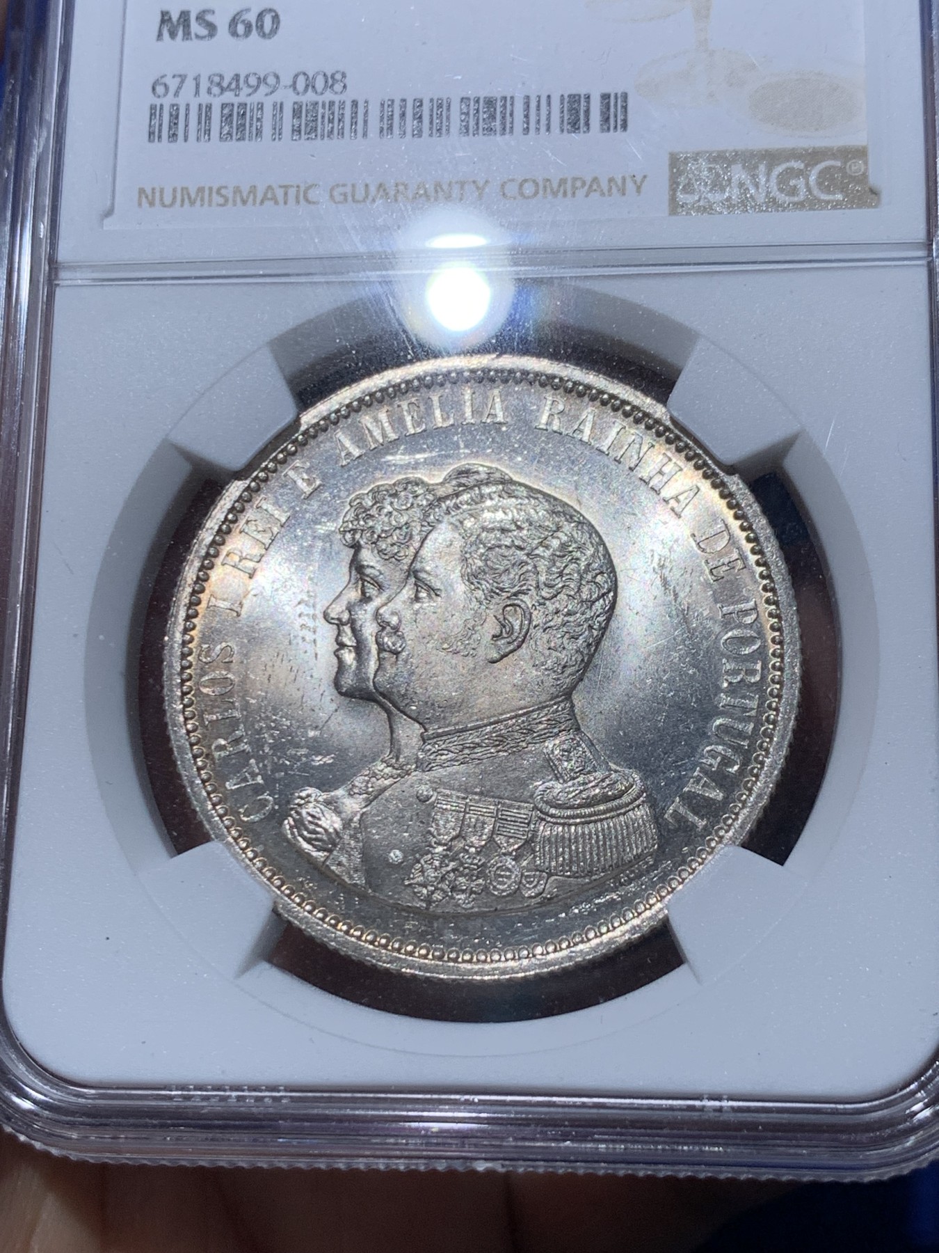 《竞宝斋》第252场-周日，周一2场连拍 (全场包邮) NGC MS60 葡萄牙1898年发现印度戎装版1000瑞斯大银币