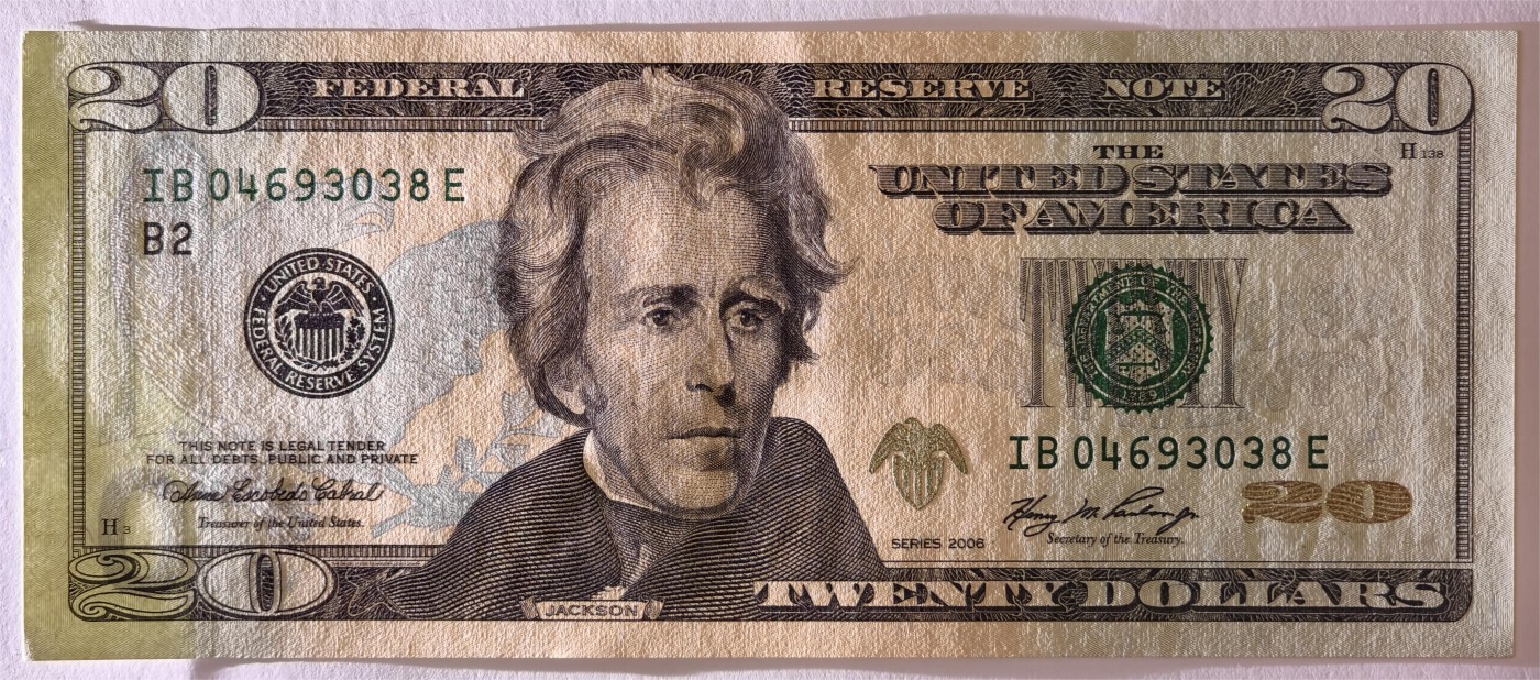 紫瑗钱币——第333期拍卖——纸币场 美国 2006年 B版 无序列 安德鲁·杰克逊 20美元 彩色版 UNC