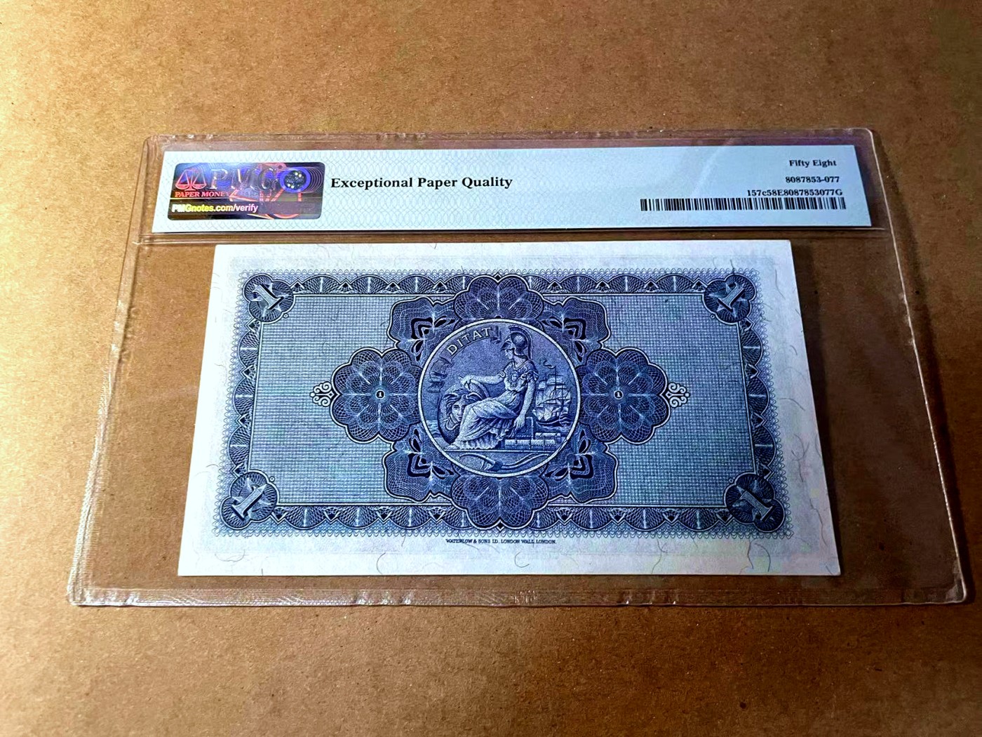 【Blue Auction】✨世界纸币精拍第450期——英伦三岛专场 【p157c】苏格兰 1946-50年1镑 PMG58EPQ  早期品种