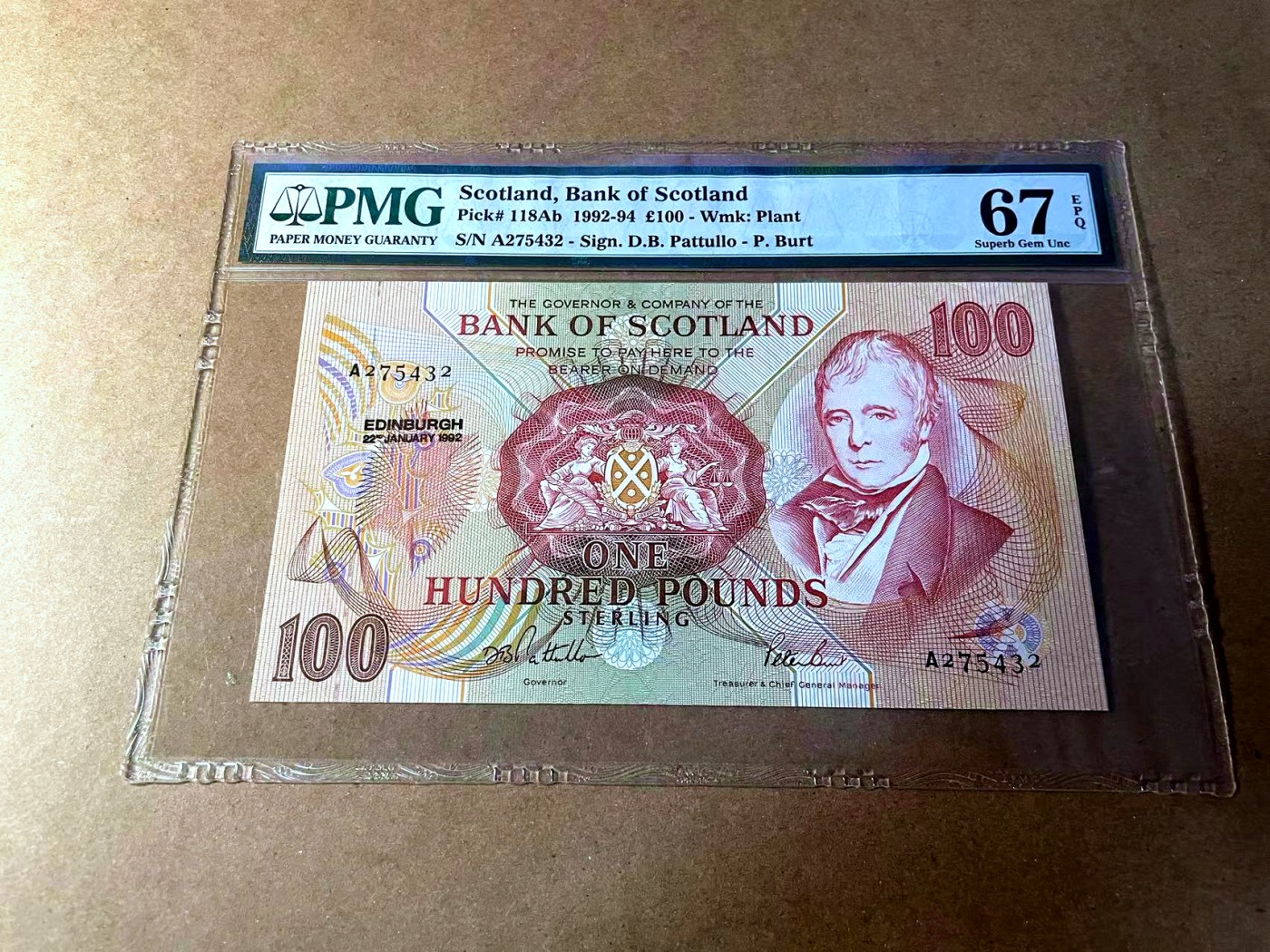 【Blue Auction】✨世界纸币精拍第450期——英伦三岛专场 【p118Ab】苏格兰 1992-94年100镑 PMG67EPQ 高分