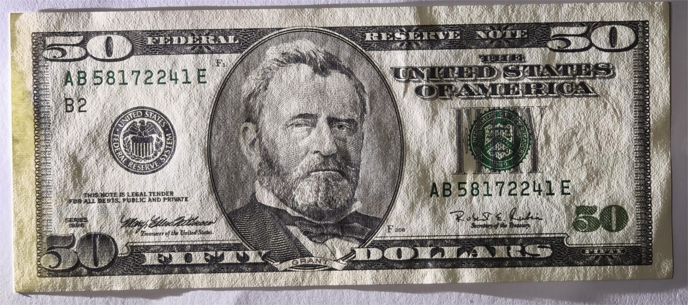 紫瑗钱币——第333期拍卖——纸币场 美国 1996年 B版 无序列 尤里西斯·辛普森·格兰特 大头版 50美元 UNC