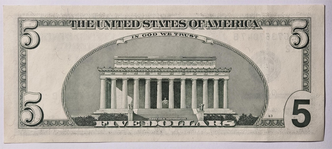 紫瑗钱币——第361期拍卖——纸币场 美国 2003年 L版 A序列 亚伯拉罕·林肯 5美元 大头版 UNC