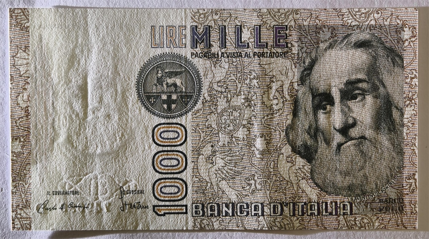 紫瑗钱币——第333期拍卖——纸币场 意大利 1982年 达·芬奇 1000里拉 UNC