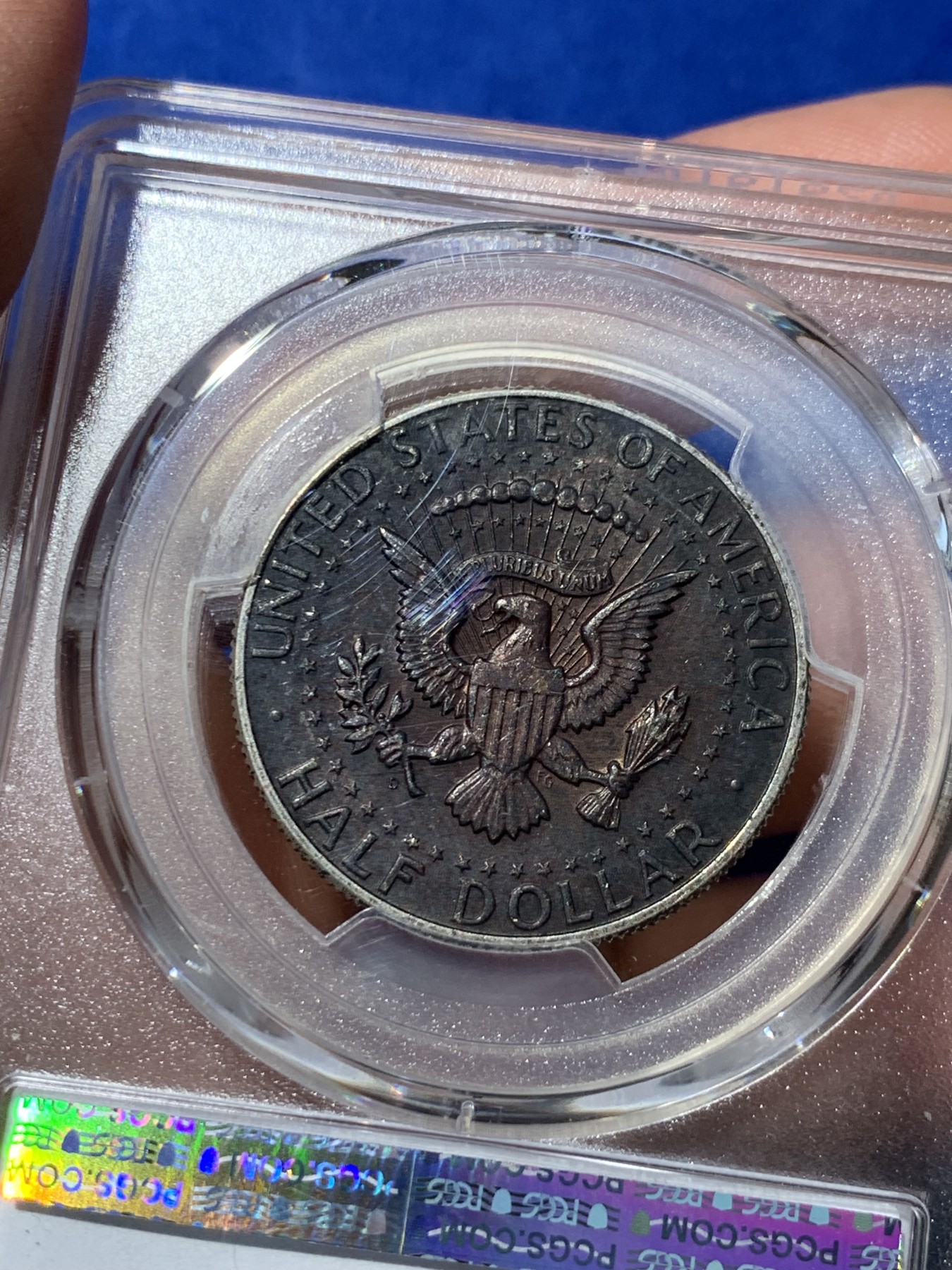 《竞宝斋》第252场-周日，周一2场连拍 (全场包邮) PCGS MS63 美国1964年50美分银币，肯尼迪首年份高银币，双面重彩黑包浆，给分不易