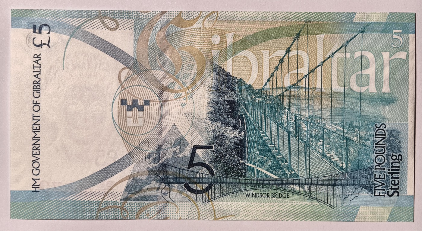 紫瑗钱币——第333期拍卖——纸币场 【百位号】直布罗陀 2020年 伊丽莎白二世 5磅 UNC