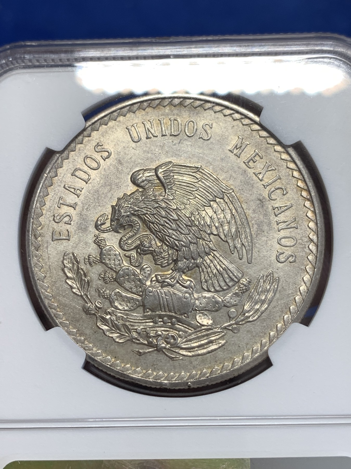 《竞宝斋》第252场-周日，周一2场连拍 (全场包邮) NGC UNCD 墨西哥1948年酋长鹰洋5比索银币