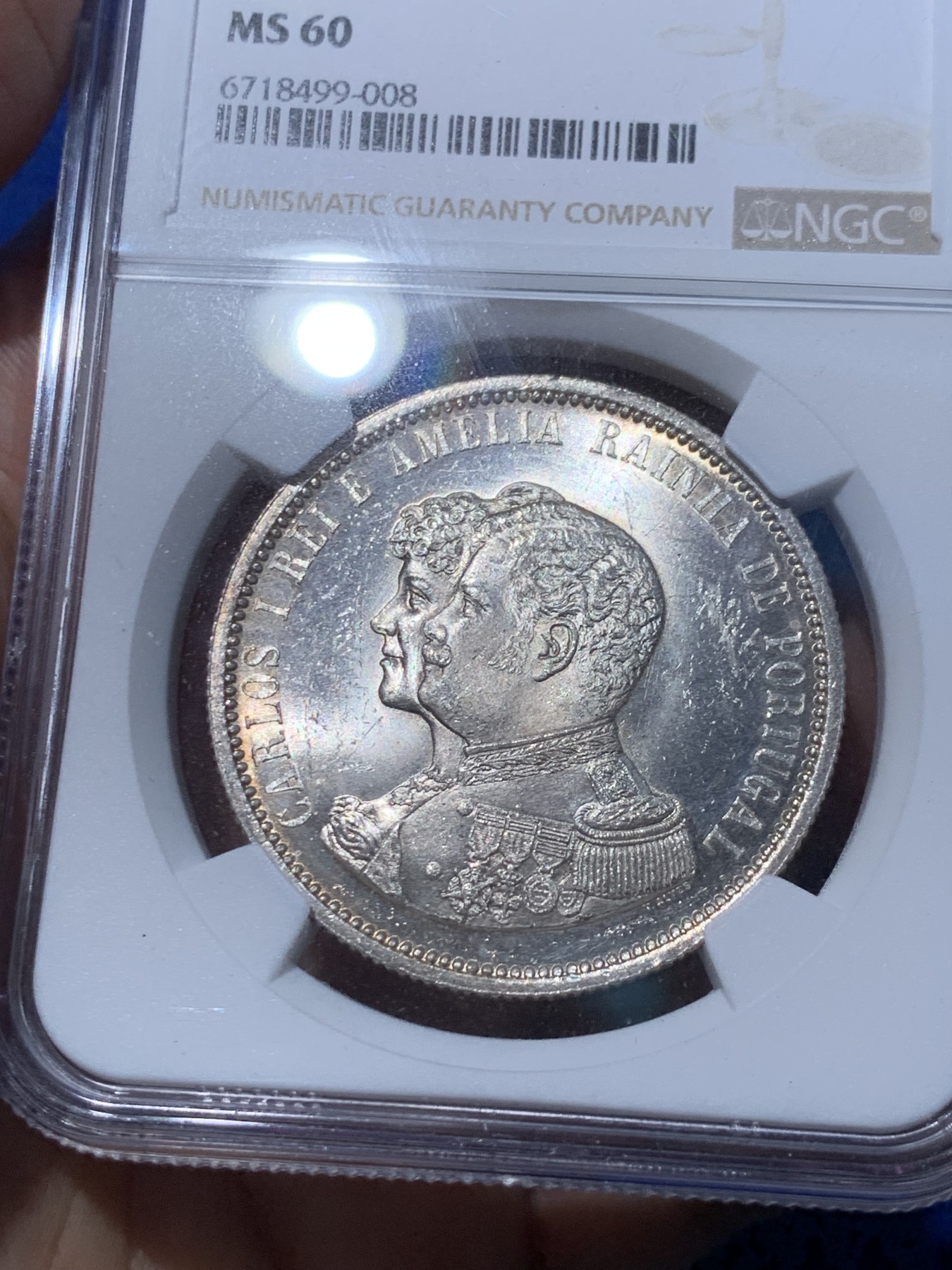 《竞宝斋》第252场-周日，周一2场连拍 (全场包邮) NGC MS60 葡萄牙1898年发现印度戎装版1000瑞斯大银币