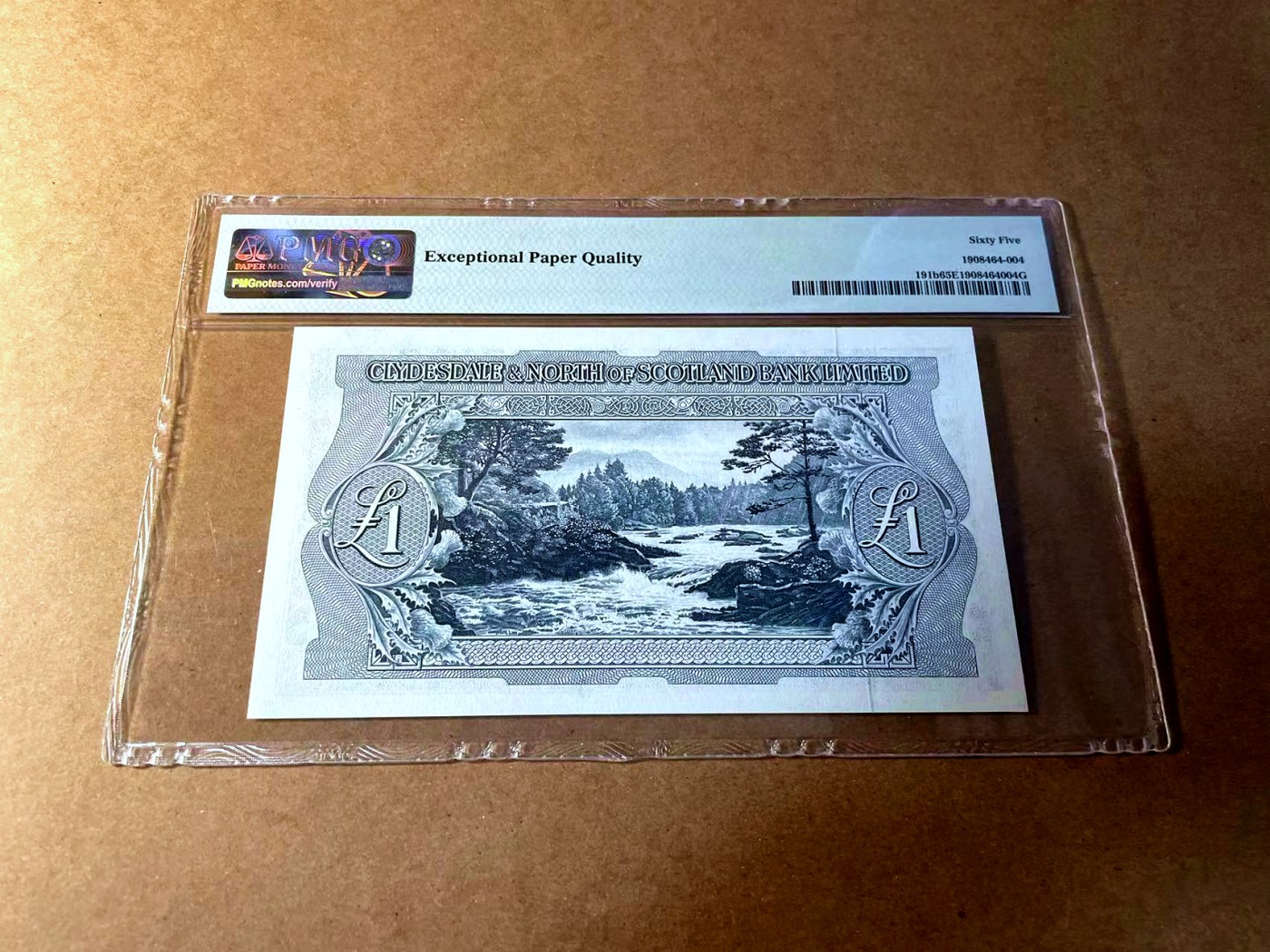 【Blue Auction】✨世界纸币精拍第450期——英伦三岛专场 【p191b 24小号】苏格兰 1958-60年1镑 PMG65EPQ 风景唯美 