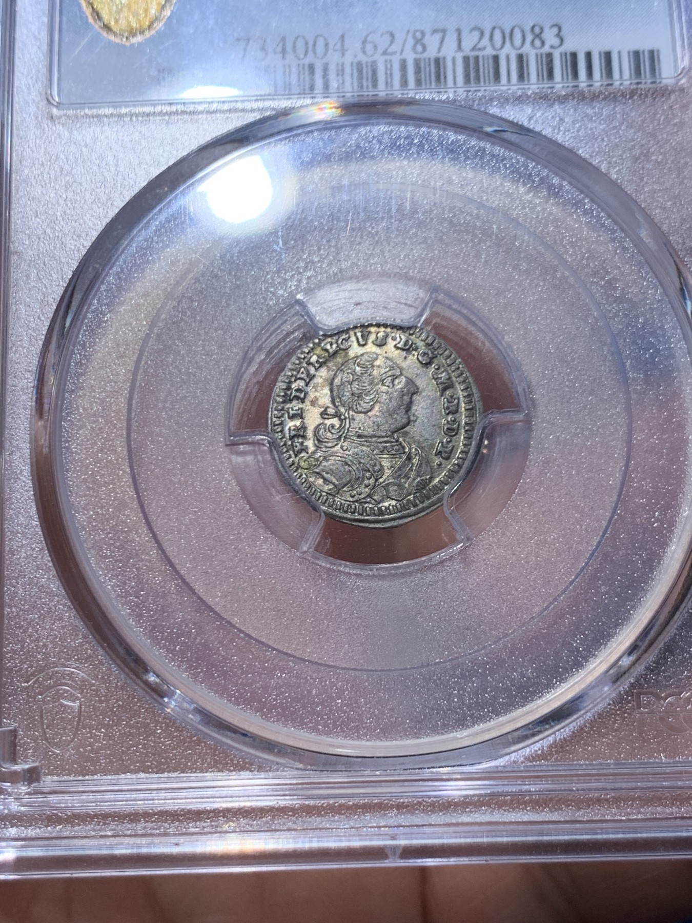 《竞宝斋》第252场-周日，周一2场连拍 (全场包邮) 季军分 PCGS MS62 德国勃兰登堡-拜罗伊特1750年1克鲁泽 银币 深打极美品  状态一流  高分仅2枚